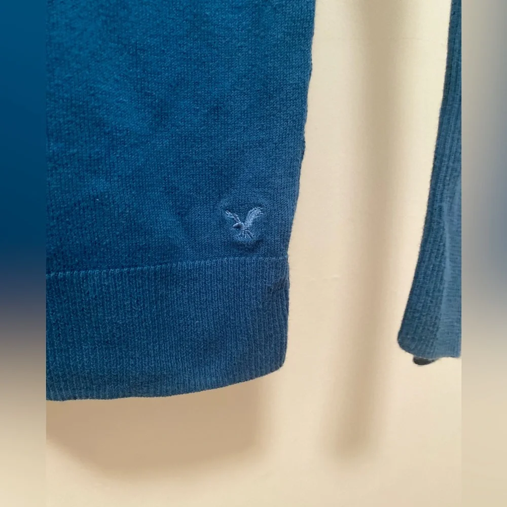 Vtg American Eagle thermal full sleeve V neck top blue coquette Bella Swan
